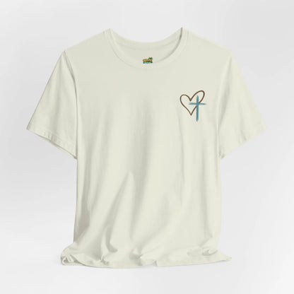 Faith Heart T‑Shirt — Brushstroke Cross & Heart Christian Tee Printify