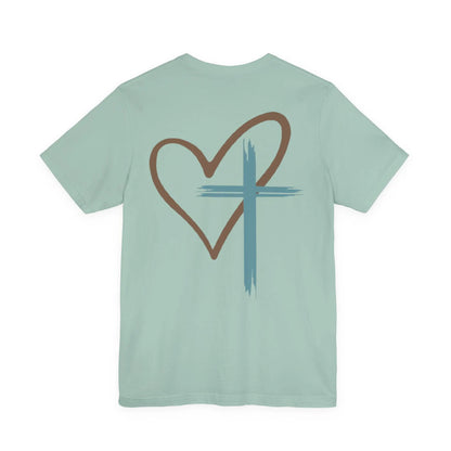 Faith Heart T‑Shirt — Brushstroke Cross & Heart Christian Tee Printify