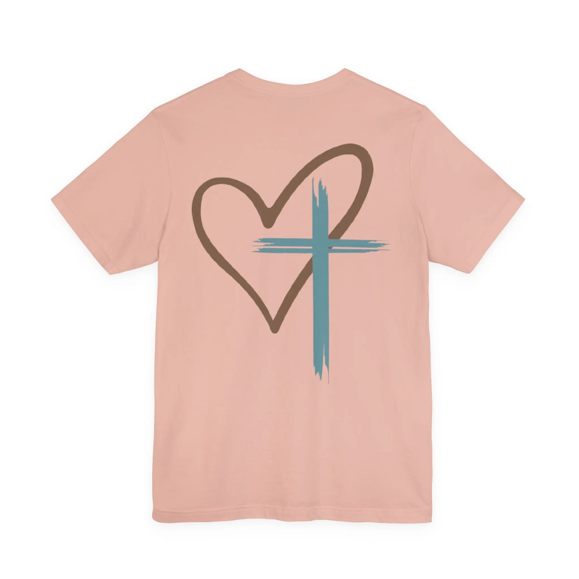 Faith Heart T‑Shirt — Brushstroke Cross & Heart Christian Tee Printify