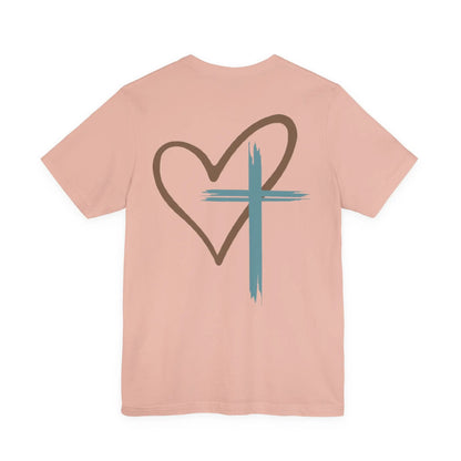 Faith Heart T‑Shirt — Brushstroke Cross & Heart Christian Tee Printify