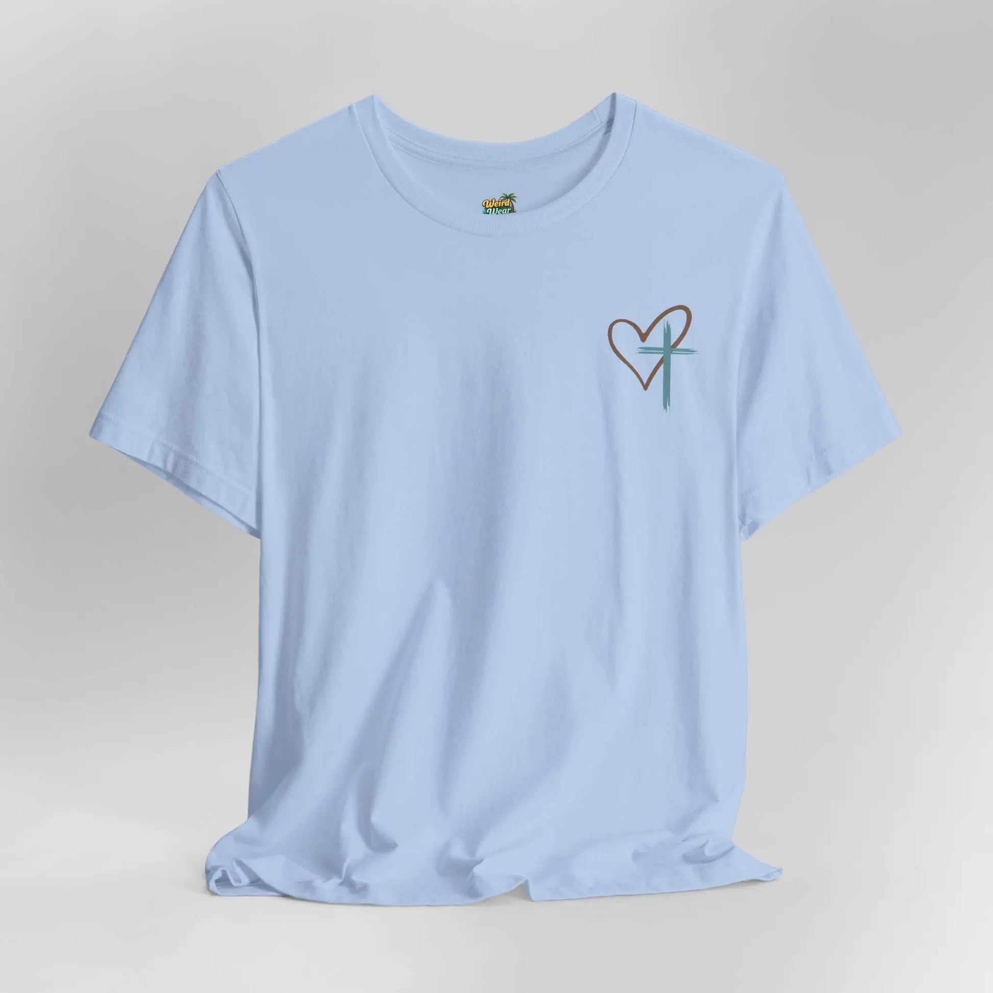 Faith Heart T‑Shirt — Brushstroke Cross & Heart Christian Tee Printify