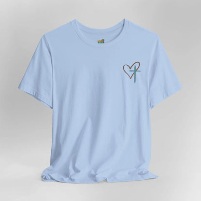 Faith Heart T‑Shirt — Brushstroke Cross & Heart Christian Tee Printify