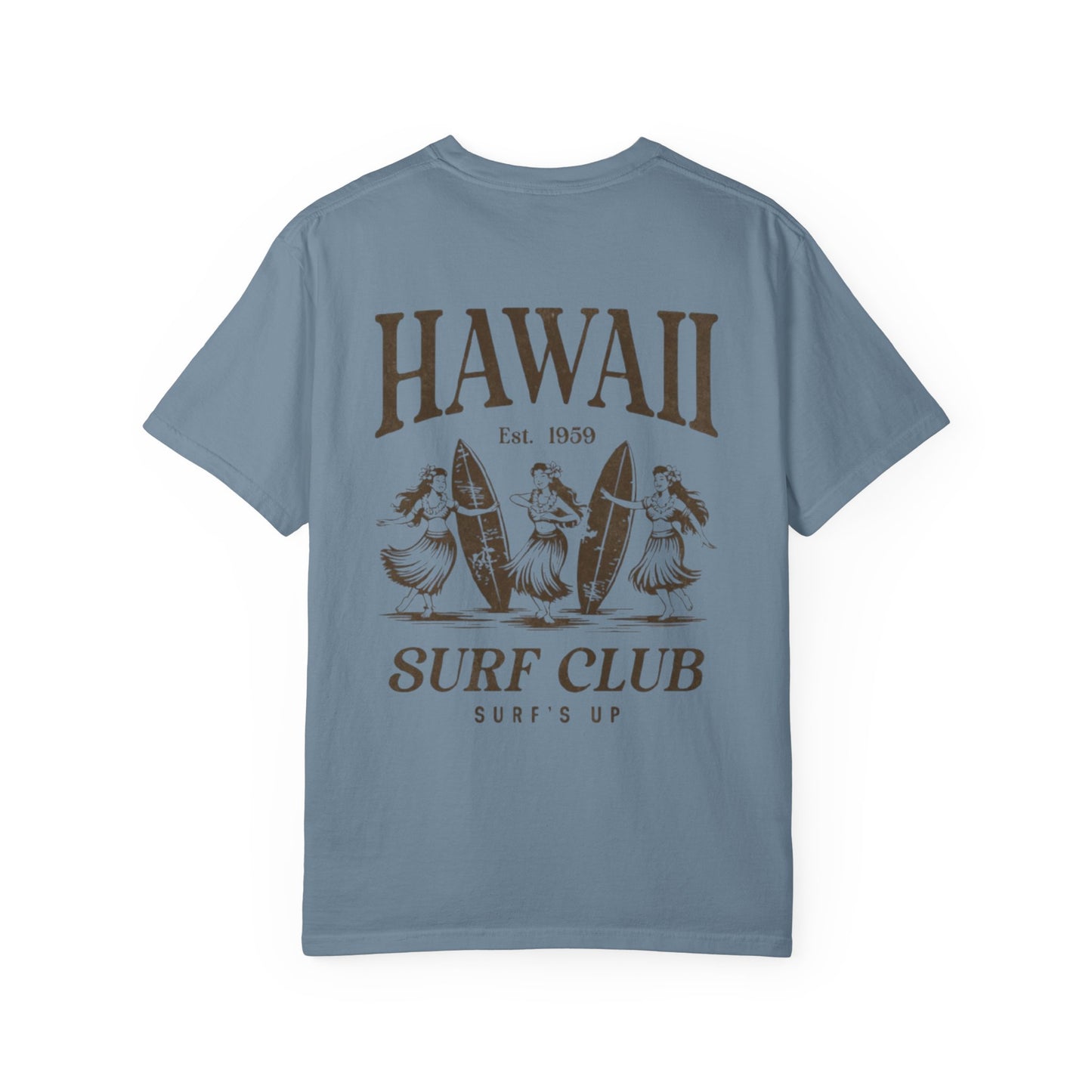 Hawaii Surf Club Graphic T-Shirt — Vintage Hula & Surfboard Tee