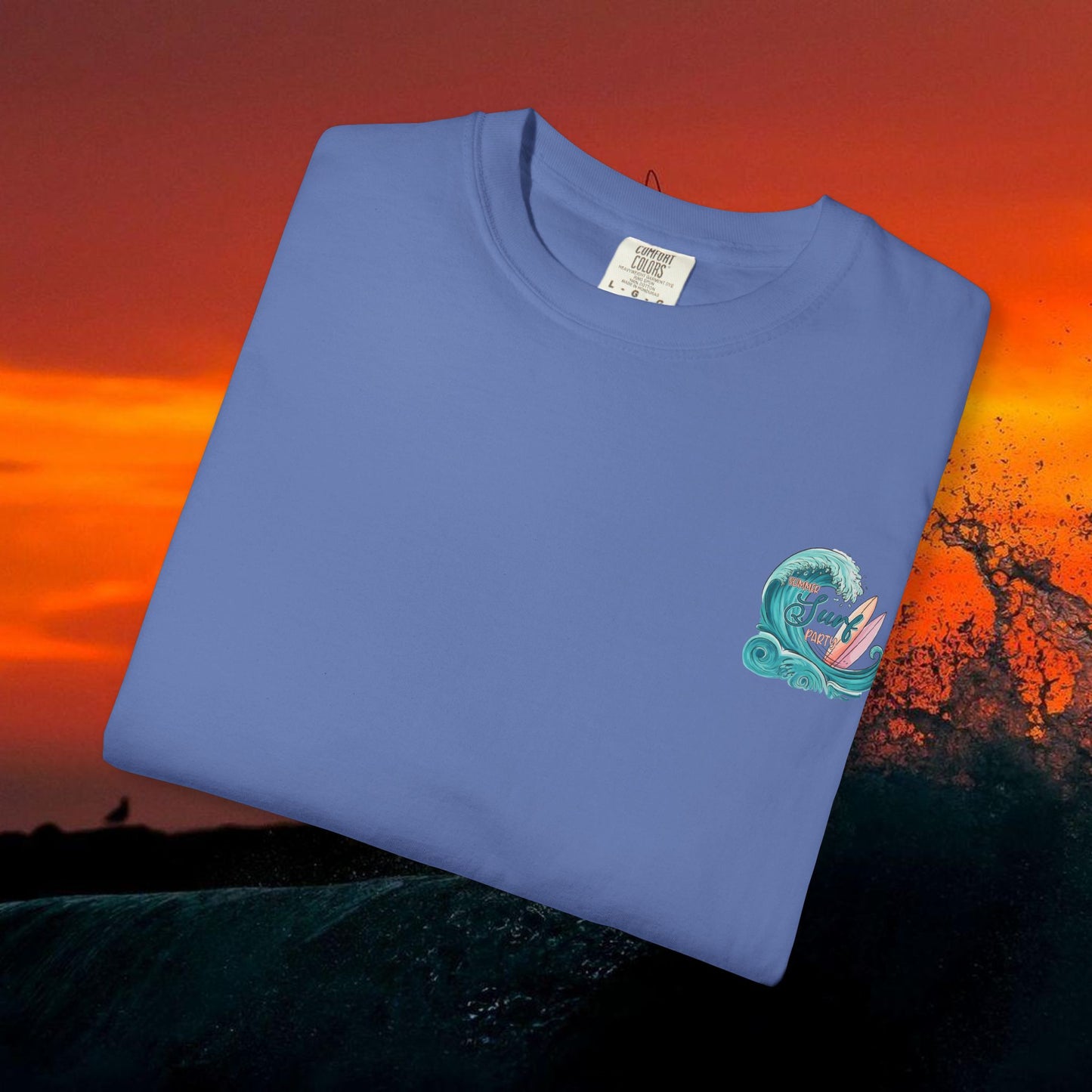 Surf Party T‑Shirt — Retro Wave & Surfboards Beach Tee