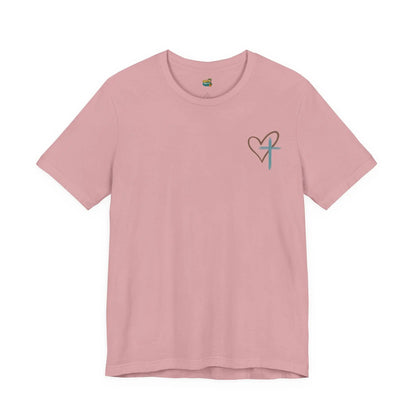 Faith Heart T‑Shirt — Brushstroke Cross & Heart Christian Tee Printify