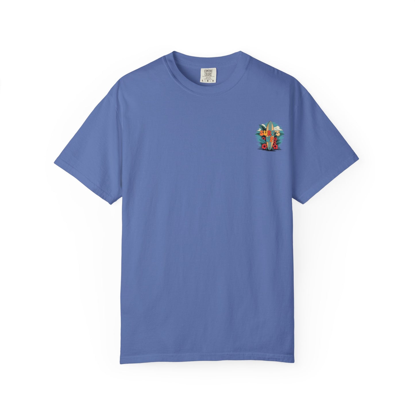Surf's Up T-Shirt — Retro Surfboard & Hibiscus Beach Graphic