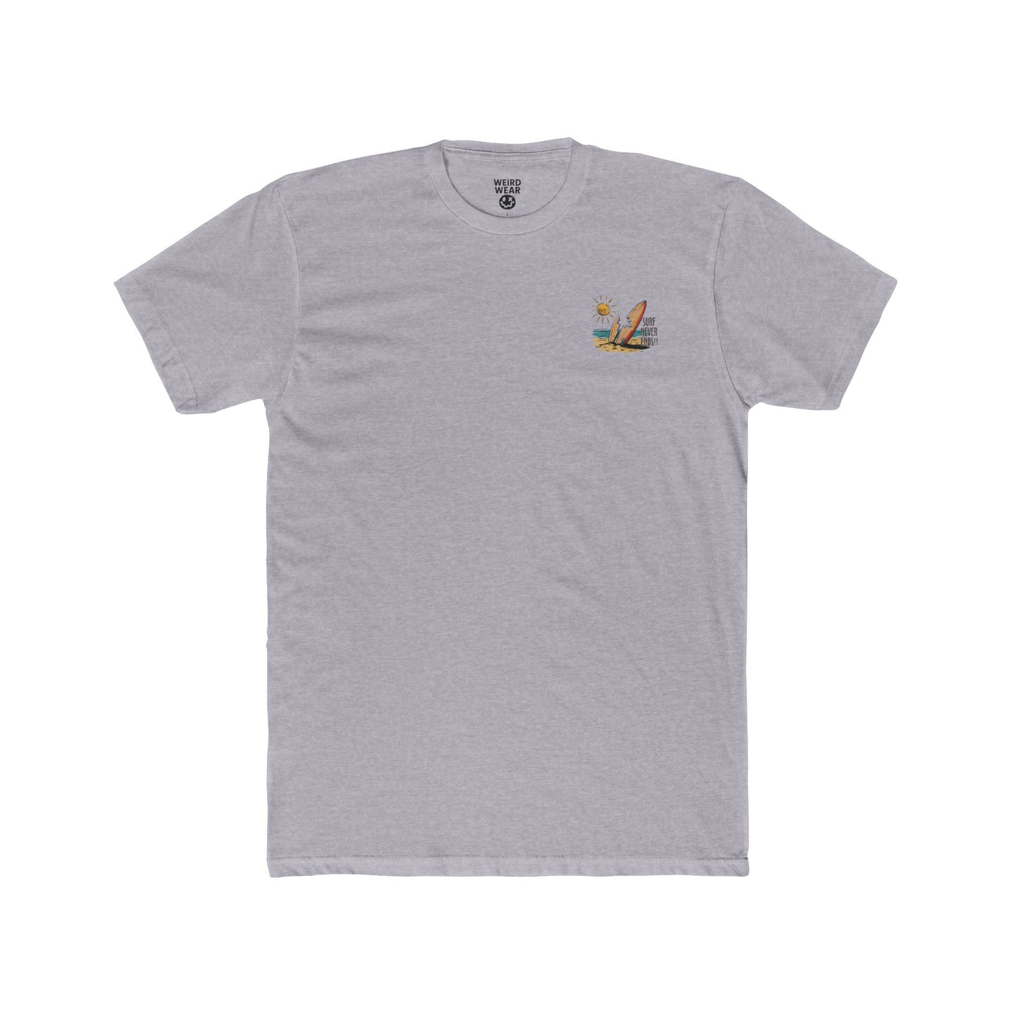 Surf Never Ends Tee — Beach Surfboard Graphic T-Shirt