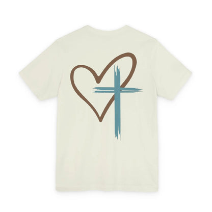 Faith Heart T‑Shirt — Brushstroke Cross & Heart Christian Tee Printify