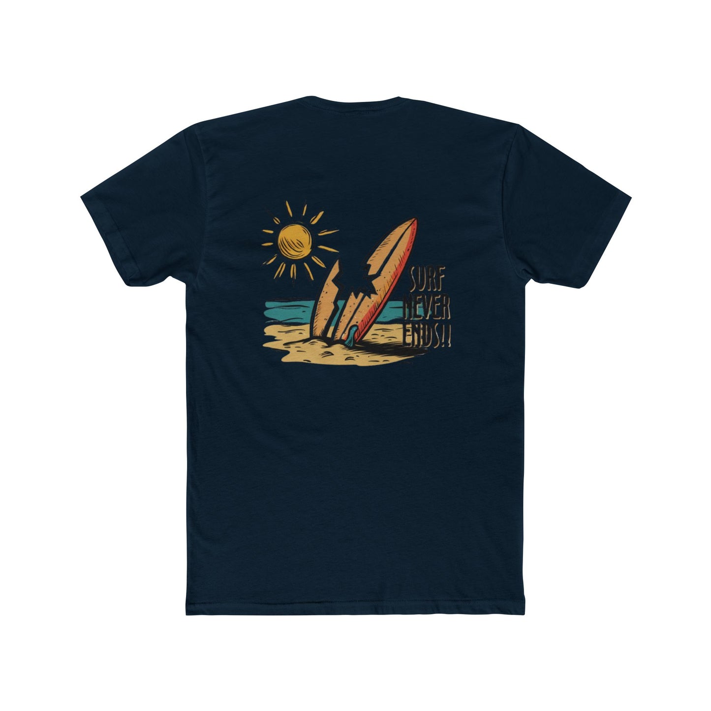 Surf Never Ends Tee — Beach Surfboard Graphic T-Shirt