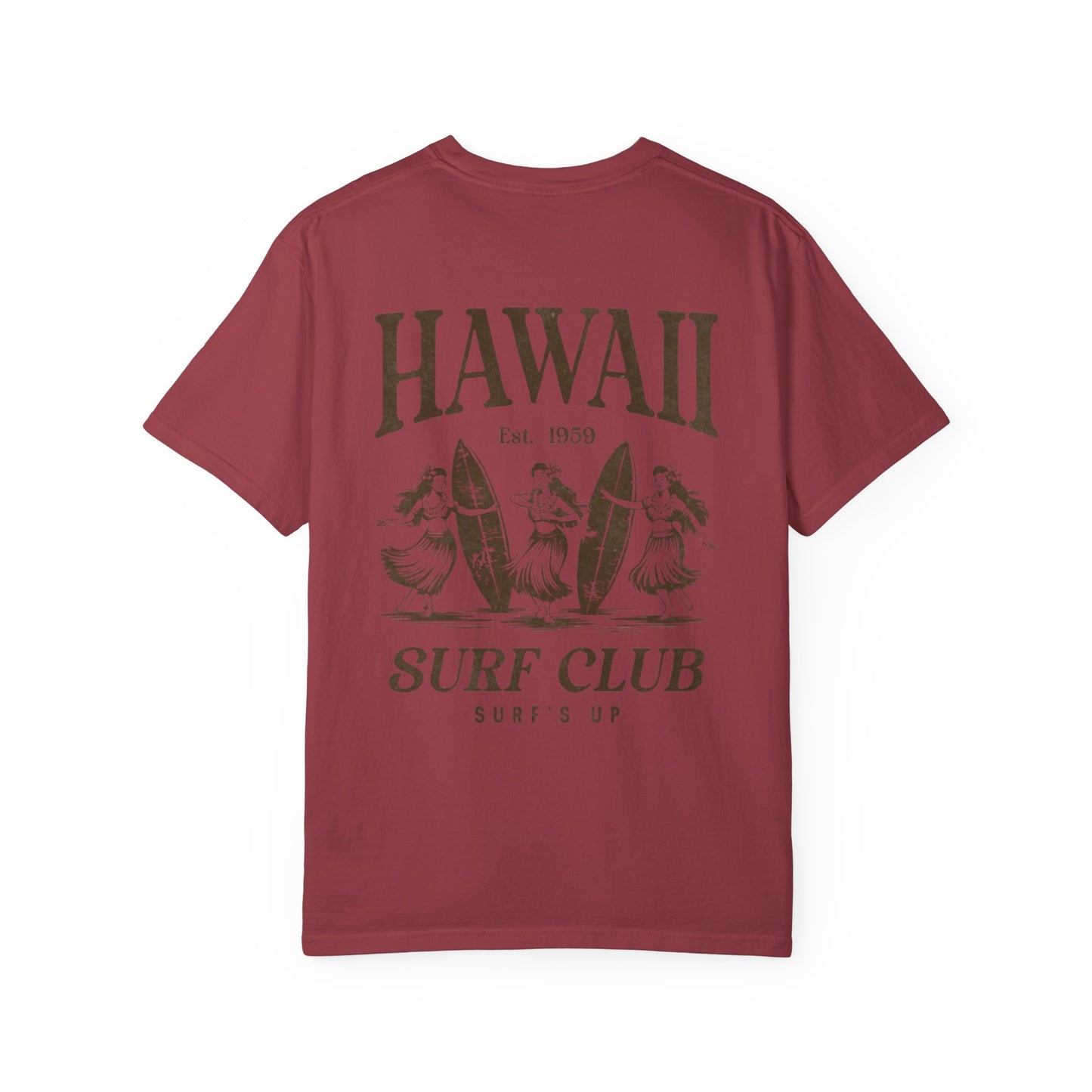Hawaii Surf Club Graphic T-Shirt — Vintage Hula & Surfboard Tee