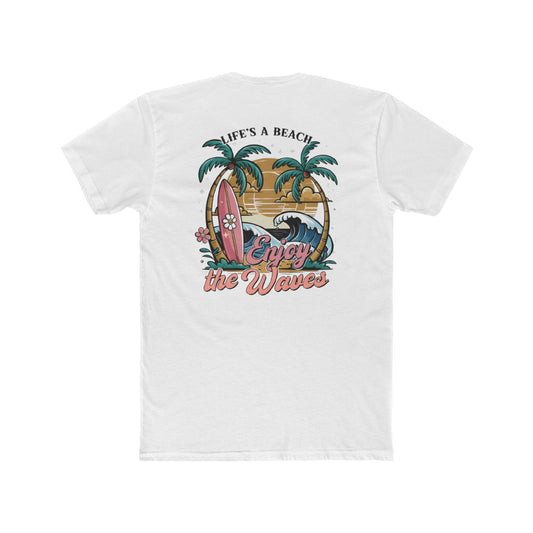 Beach T-Shirt — "Life's a Beach, Enjoy the Waves" Retro Surf Tee