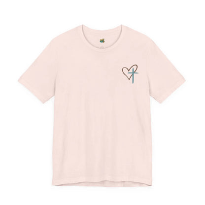 Faith Heart T‑Shirt — Brushstroke Cross & Heart Christian Tee Printify