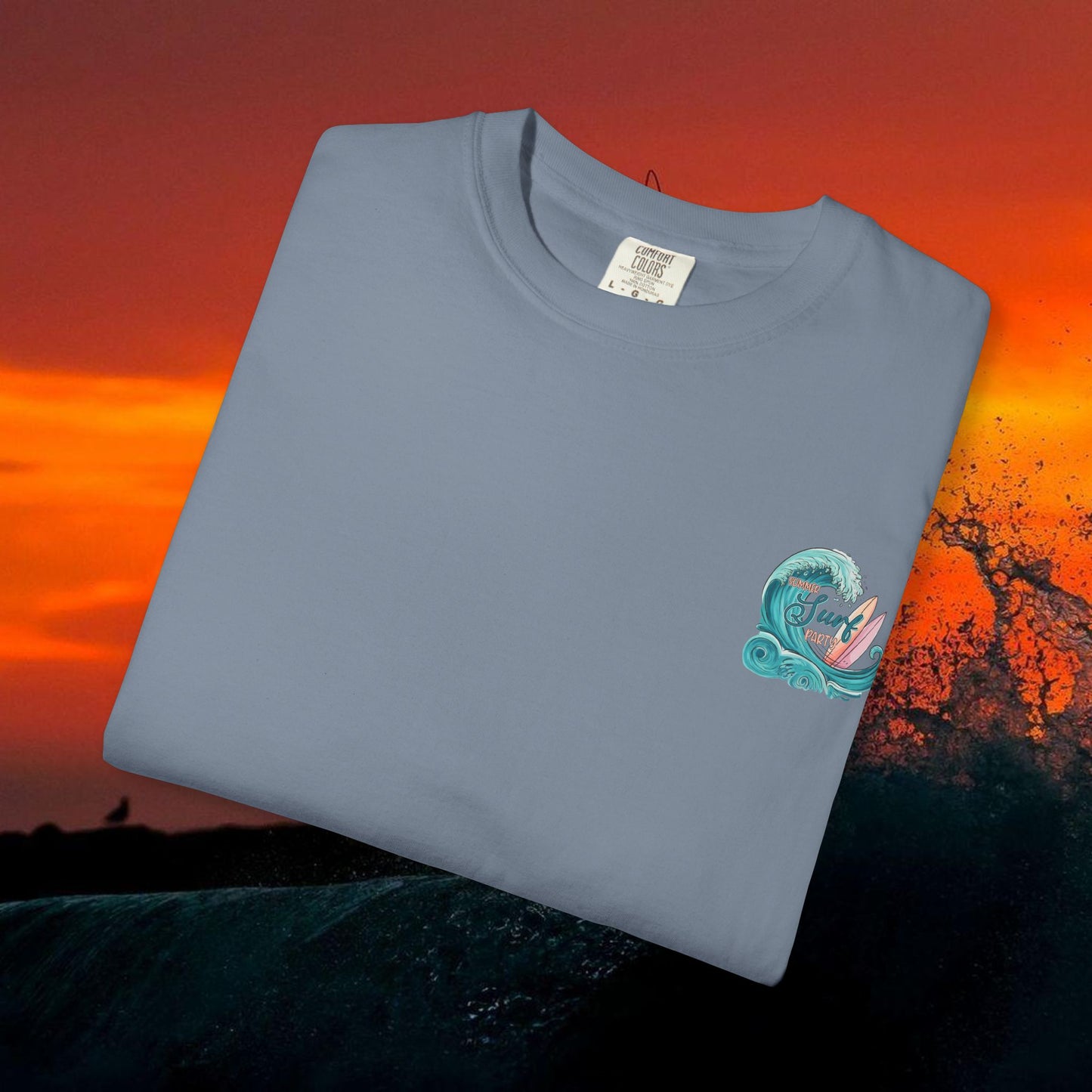 Surf Party T‑Shirt — Retro Wave & Surfboards Beach Tee