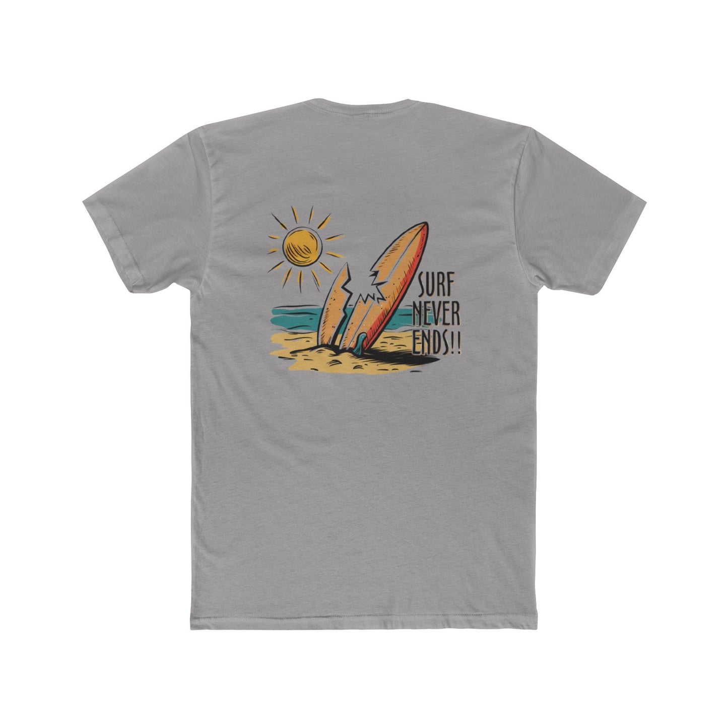 Surf Never Ends Tee — Beach Surfboard Graphic T-Shirt