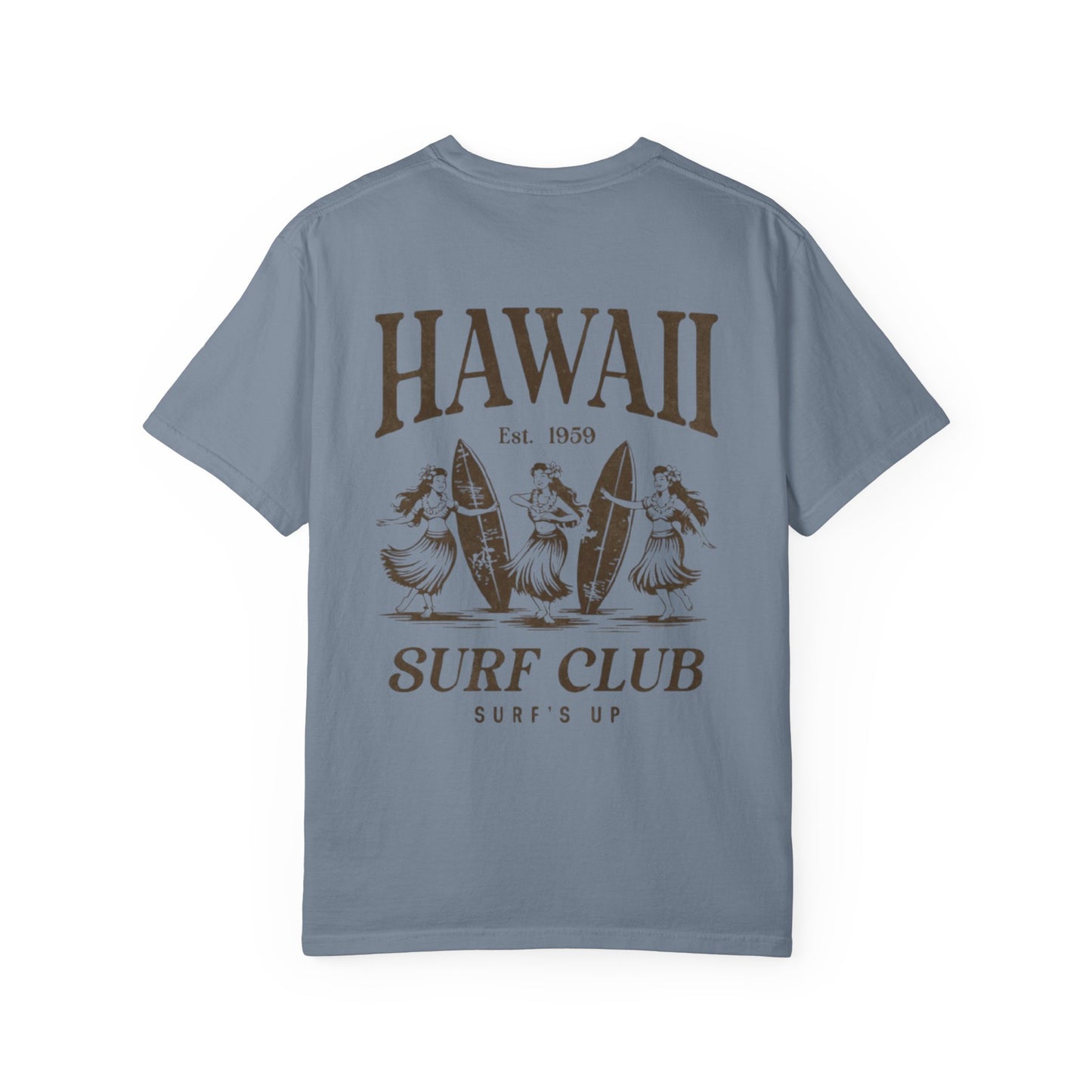 Hawaii Surf Club Graphic T-Shirt — Vintage Hula & Surfboard Tee