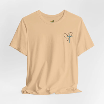 Faith Heart T‑Shirt — Brushstroke Cross & Heart Christian Tee Printify