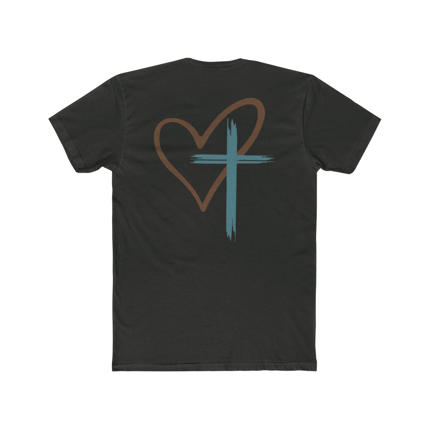 Faith Heart T‑Shirt — Brushstroke Cross & Heart Christian Tee