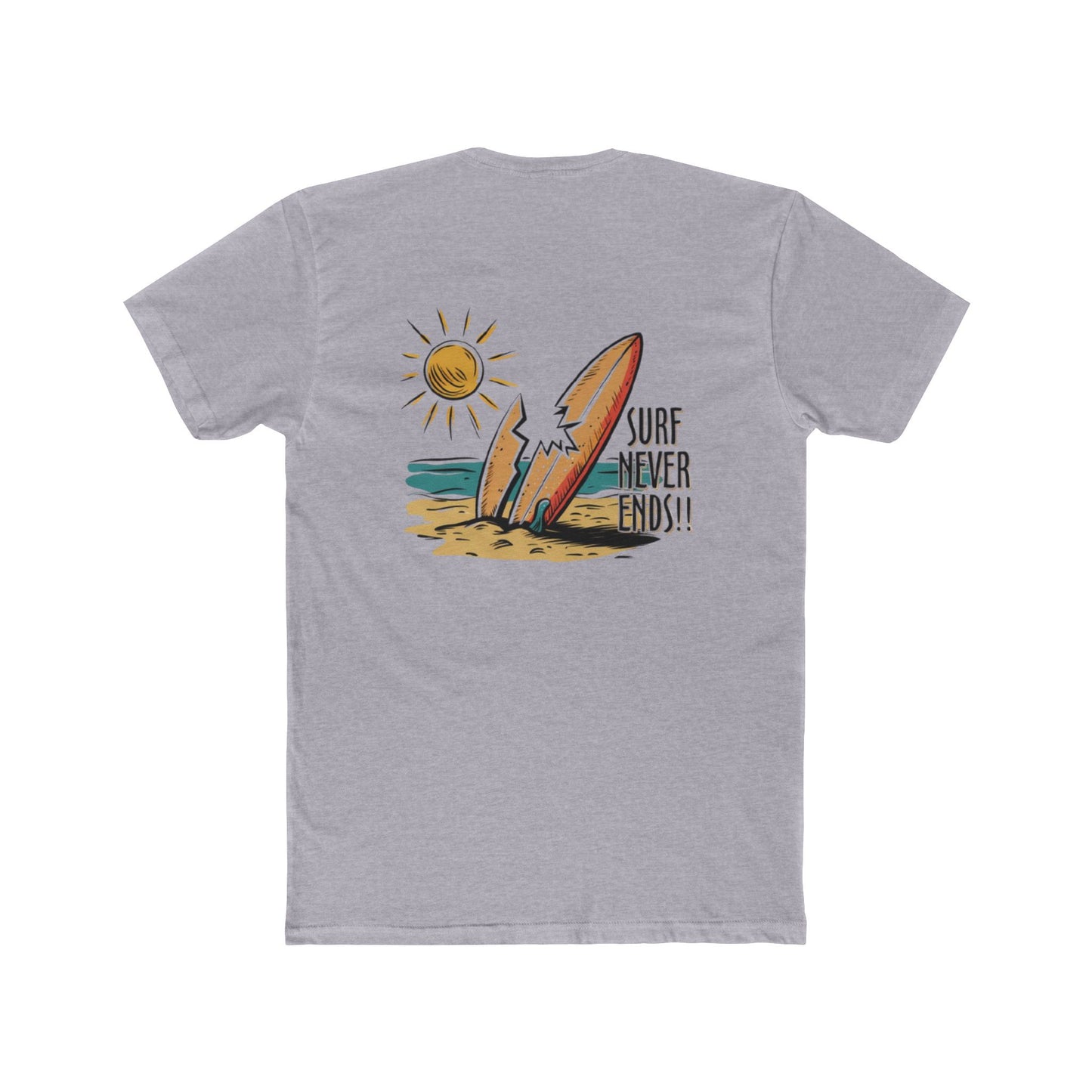 Surf Never Ends Tee — Beach Surfboard Graphic T-Shirt