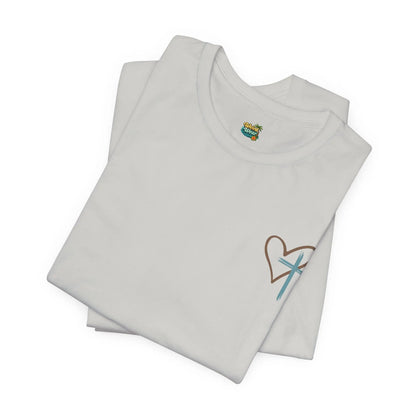 Faith Heart T‑Shirt — Brushstroke Cross & Heart Christian Tee Printify