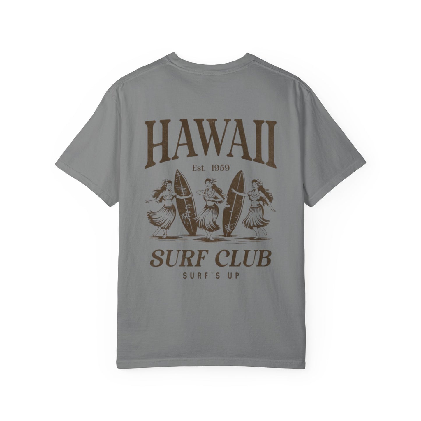 Hawaii Surf Club Graphic T-Shirt — Vintage Hula & Surfboard Tee