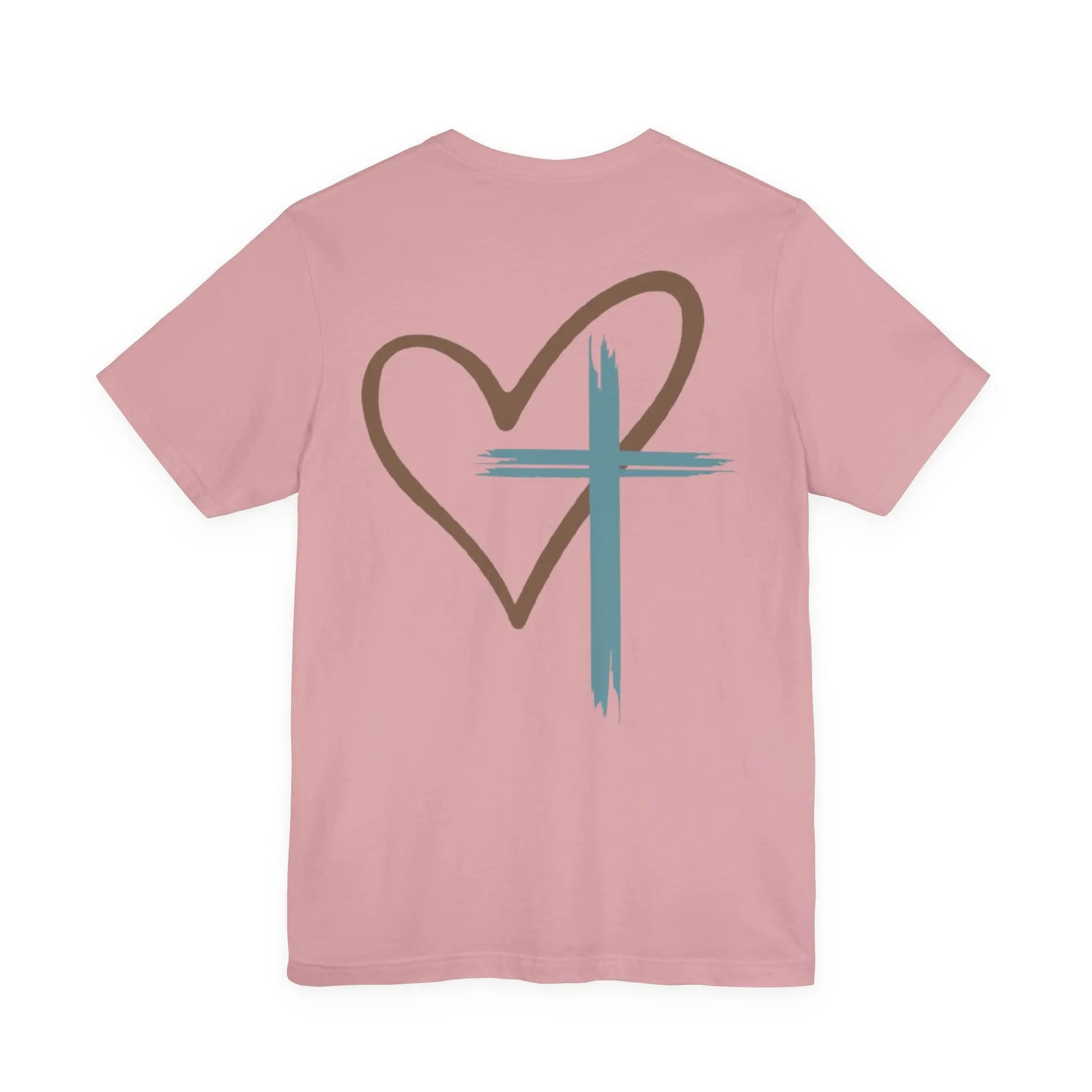 Faith Heart T‑Shirt — Brushstroke Cross & Heart Christian Tee Printify